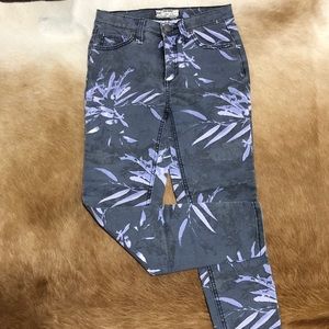 Tropical free people cropped jeans
